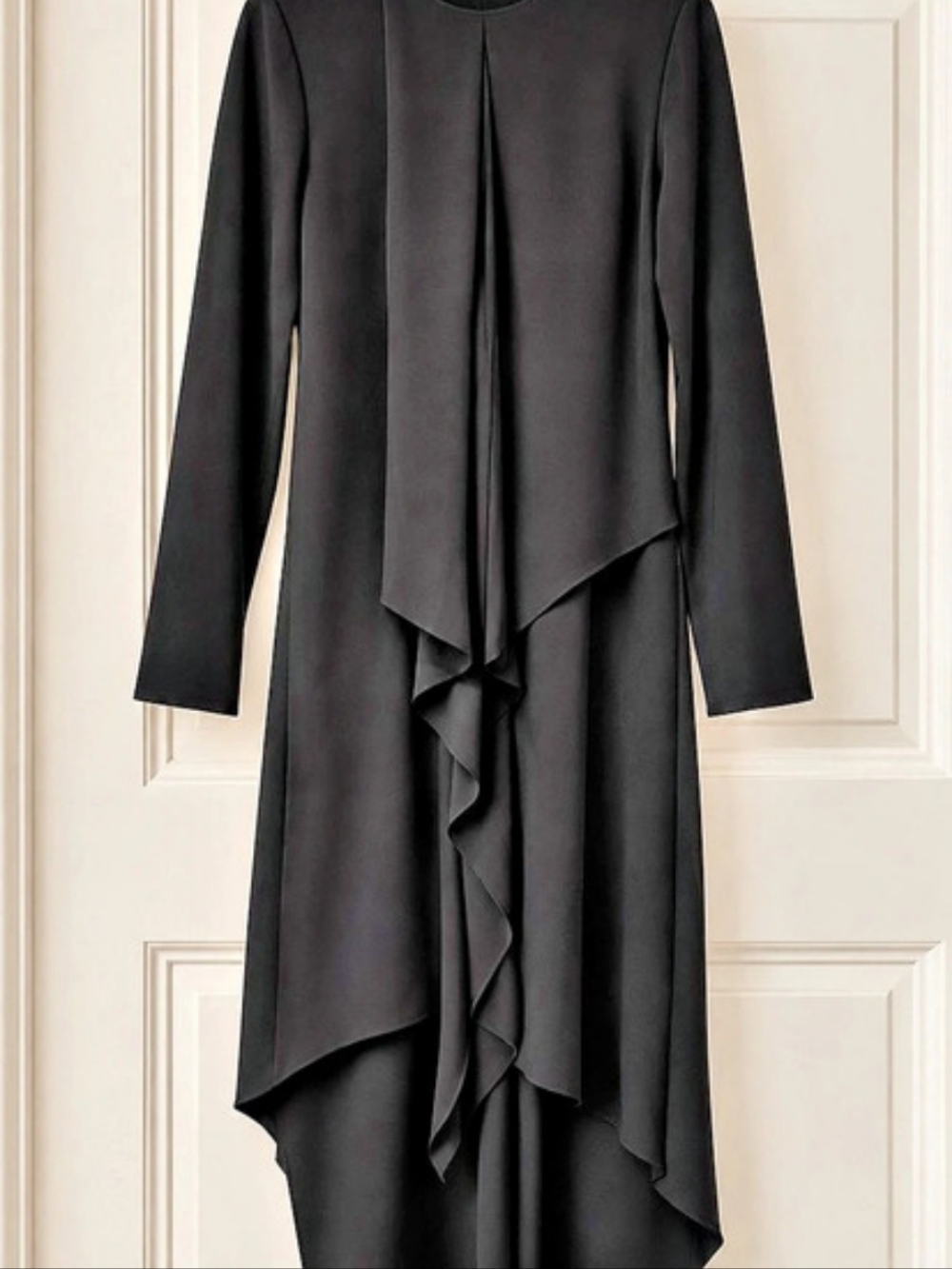 Annah Hariri Black Asymmetrical Midi Dress